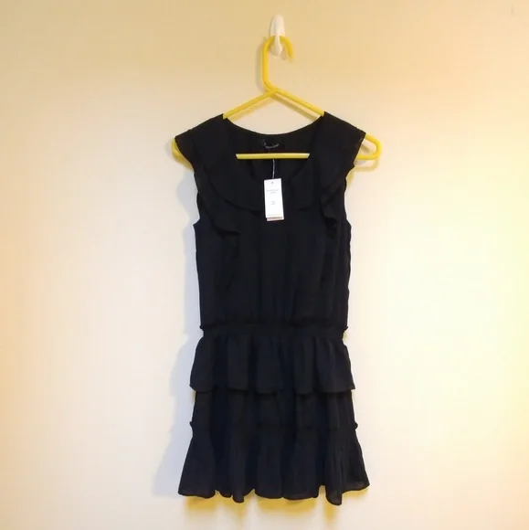 banana republic black ruffle dress ROUND IT UP EMBELLISHED MINI ROMPER – AKIRA main image 0